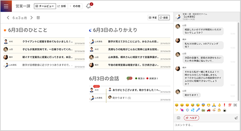 すべてのコミュニケーションが一覧できる「会話ビュー」